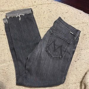 Black cropped Mother jeans